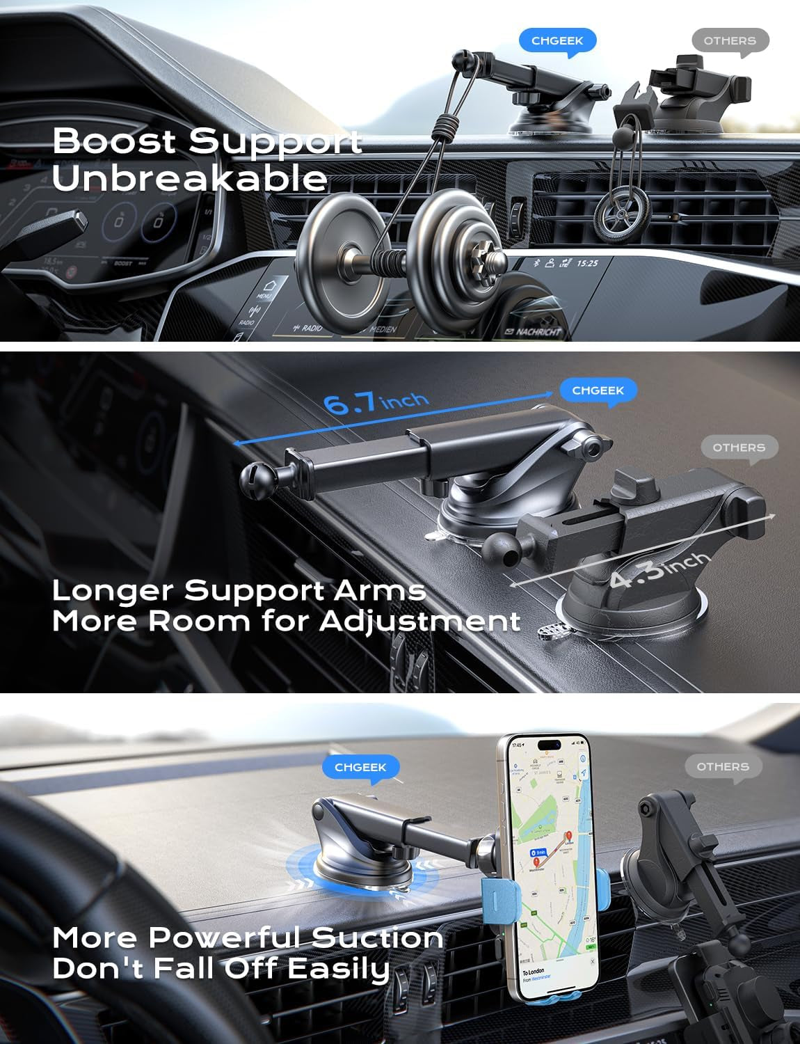 Wireless Car Charger, 15W Fast Charging Auto Clamping Car Charger Phone Mount Phone Holder Fit for Iphone 15 14 13 12 11 Pro Max Xs, Samsung Galaxy S24 Ultra S23 S22 S21, S20, S10+, Cyan