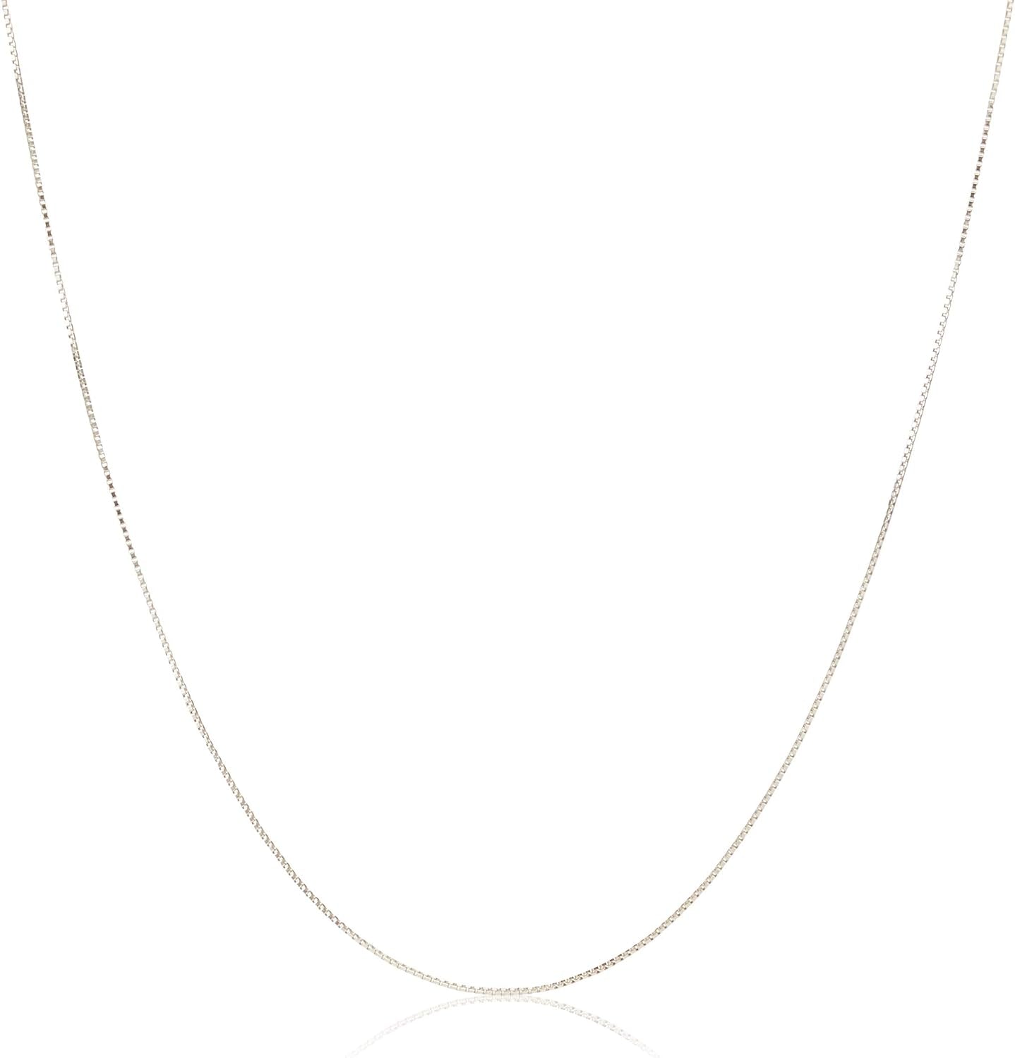 Sterling Silver Thin 0.8Mm Box Chain Necklace | Available in Yellow Gold or Silver | 16", 18", 20", 24", or 30" (Previously Amazon Collection)