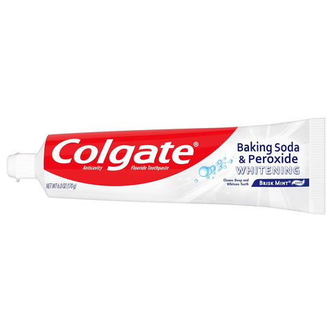 Baking Soda & Peroxide Toothpaste - Whitens Teeth, Fights Cavities & Removes Stains, Brisk Mint, 6 Ounce (Pack of 2)