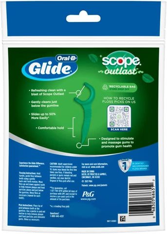 Glide Complete with Scope Outlast Mint Flavor Floss Picks 75 Count