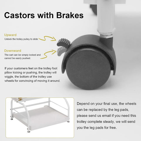 Beauty Salon Nail or Foot Bath Spa Portable Esthetician Trolley Cart for Foot Rest Pedicure Manicure Funiture Massage Table Salon Supplies 2 Way Use 2 Color Option  (White)