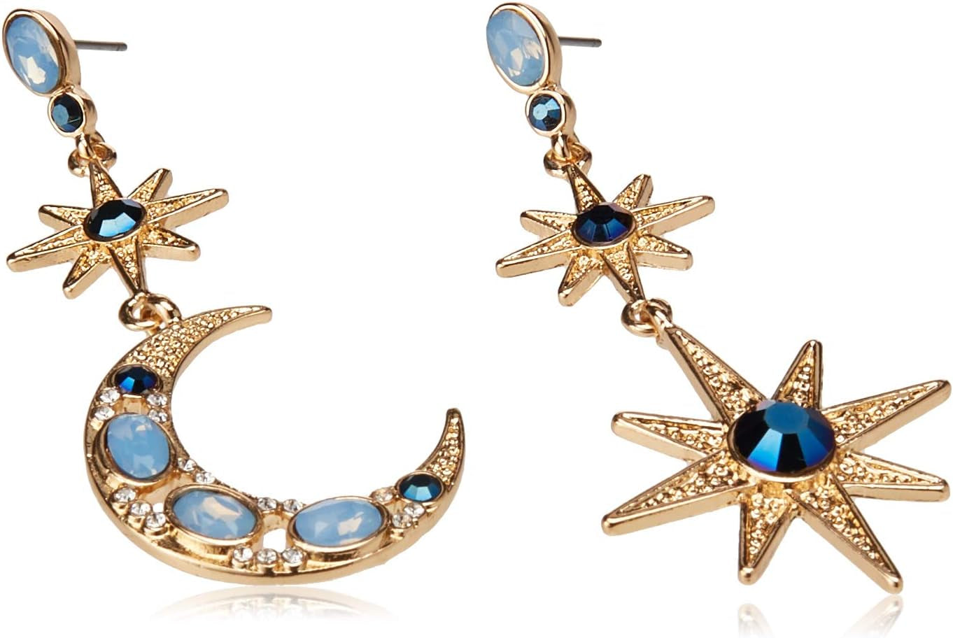 Celestial Moon & Star Drop Earrings