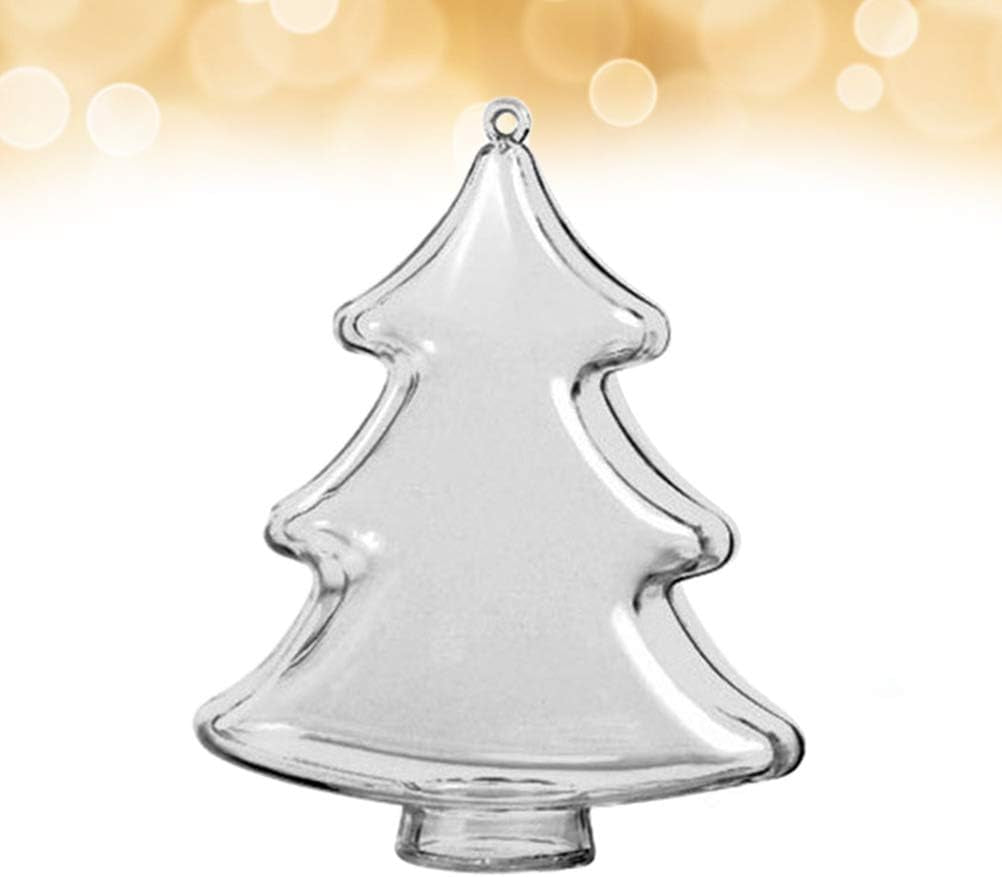 10PCS 10Cm DIY Clear Plastic Fillable Christmas Tree Shaped Ball Craft Ornament Hang Decorations