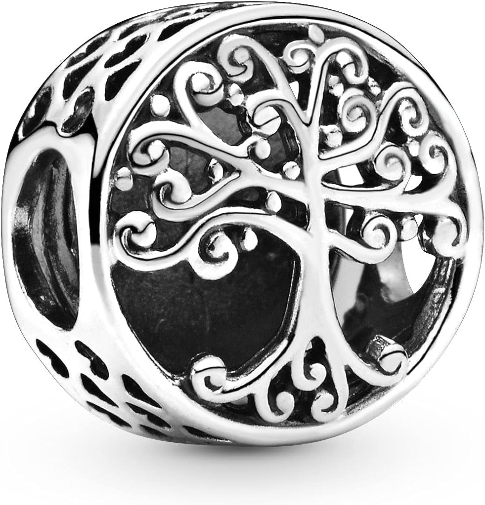 Jewelry Openwork Family Roots Charm - Family Tree Charm for  Charm Bracelets - Perfect for Anniversary, Holiday, or Birthday Gift - Sterling Silver