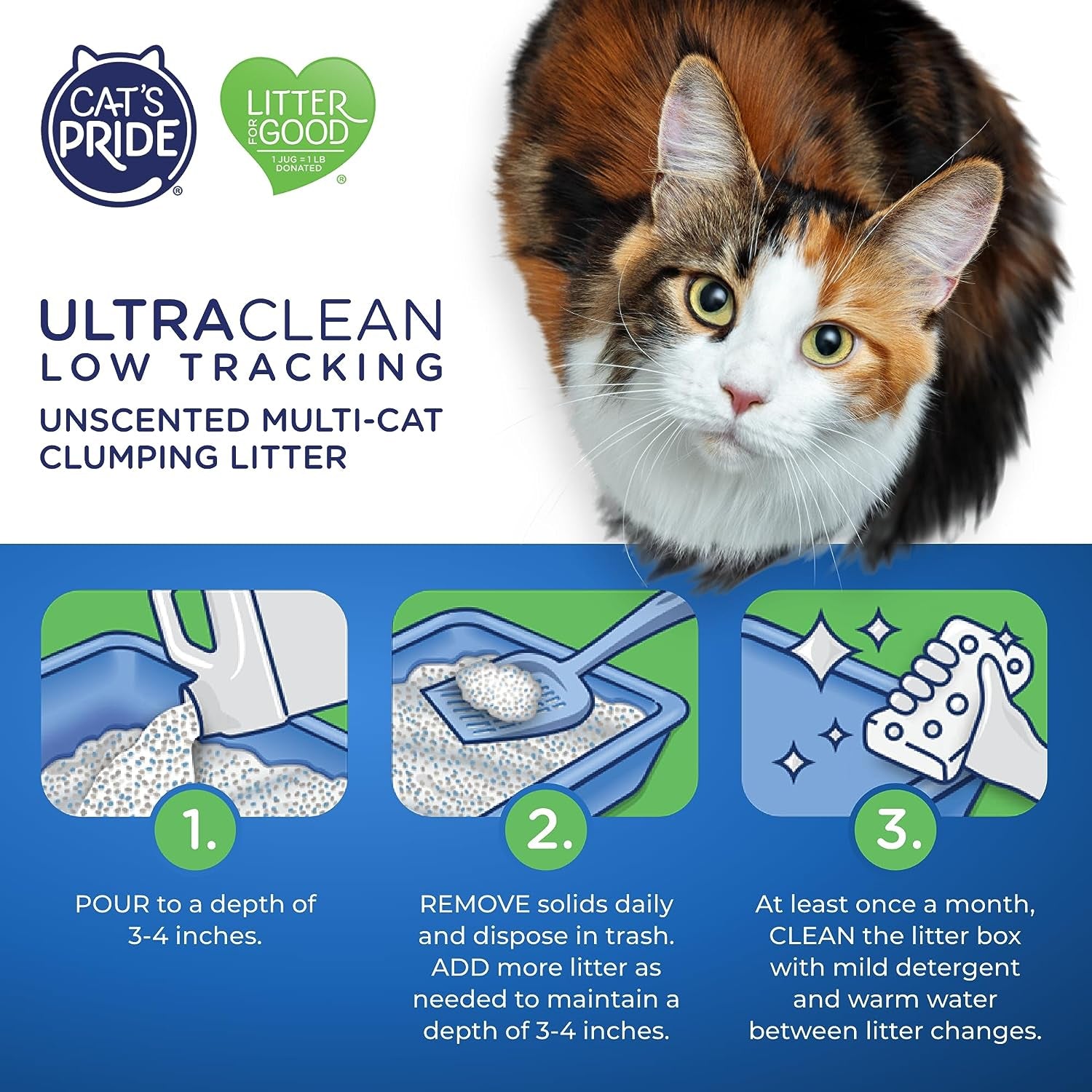 Max Power: Ultraclean Low Tracking Multi-Cat Clumping Litter - Keeps Paws & Home Clean - up to 10 Days of Powerful Odor Control - 99% Dust Free - Unscented, 15 Pounds