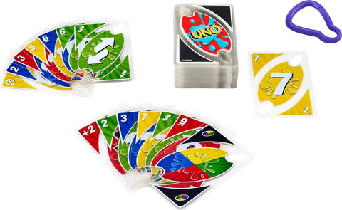 ​UNO Splash Card Game for Outdoor Camping, Travel and Family Night with Water-Resistent Plastic Cards