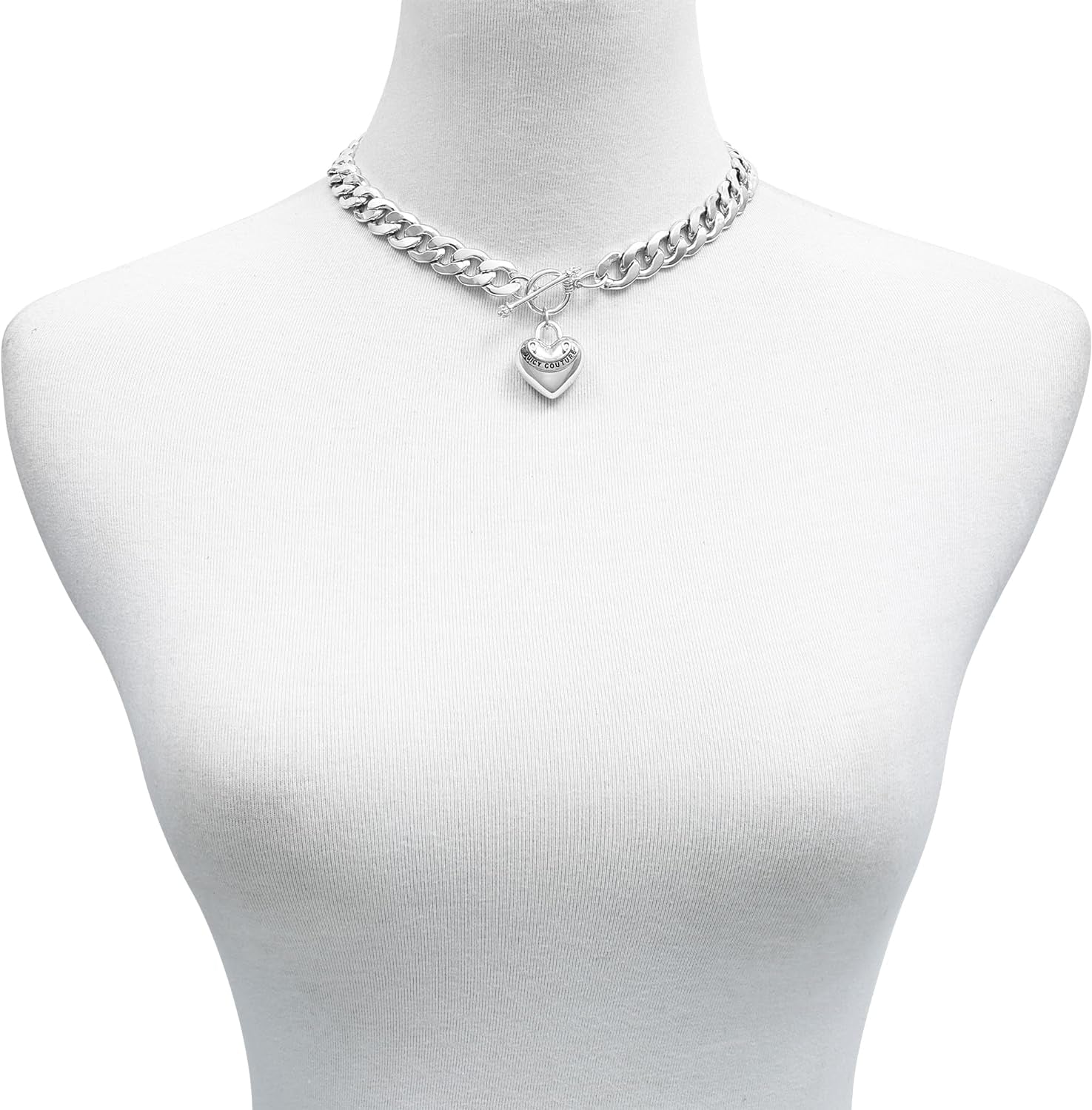 Silvertone Heart Charm Necklace for Woman