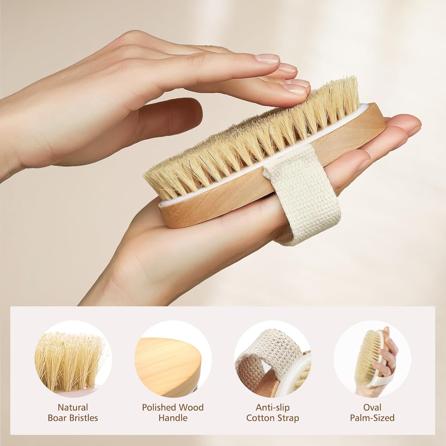 Dry Brushing Body Brush, Natural Bristle Dry Skin Exfoliating Brush Body Scrub for Flawless Skin, Cellulite Treatment, Lymphatic Drainage and Blood Circulation Improvement