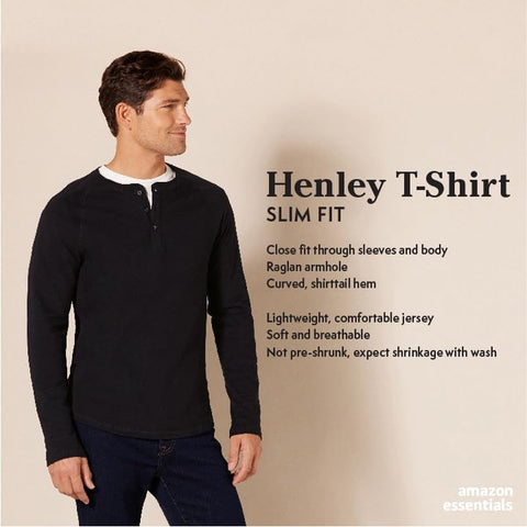 Men'S Slim-Fit Long-Sleeve Henley Shirt