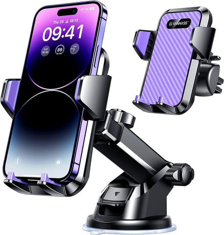 2024【Strongest & Military-Grade】 Car Phone Mount【Patent & Safety Certs】 Ultimate Cell Phone Holder Handsfree Stand for Dashboard Window Vent for Iphone 15 Pro Max 14 13 Samsung Android Truck