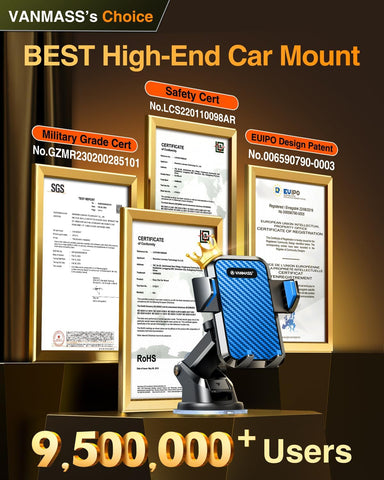 2024【65+LBS Strongest Suction & Military-Grade】 Newest Car Phone Mount【Patent & Safety】 Cell Phone Holder Truck Stand for Dashboard Windshield Vent for Iphone 15 Pro Max 14 Samsung, Blue