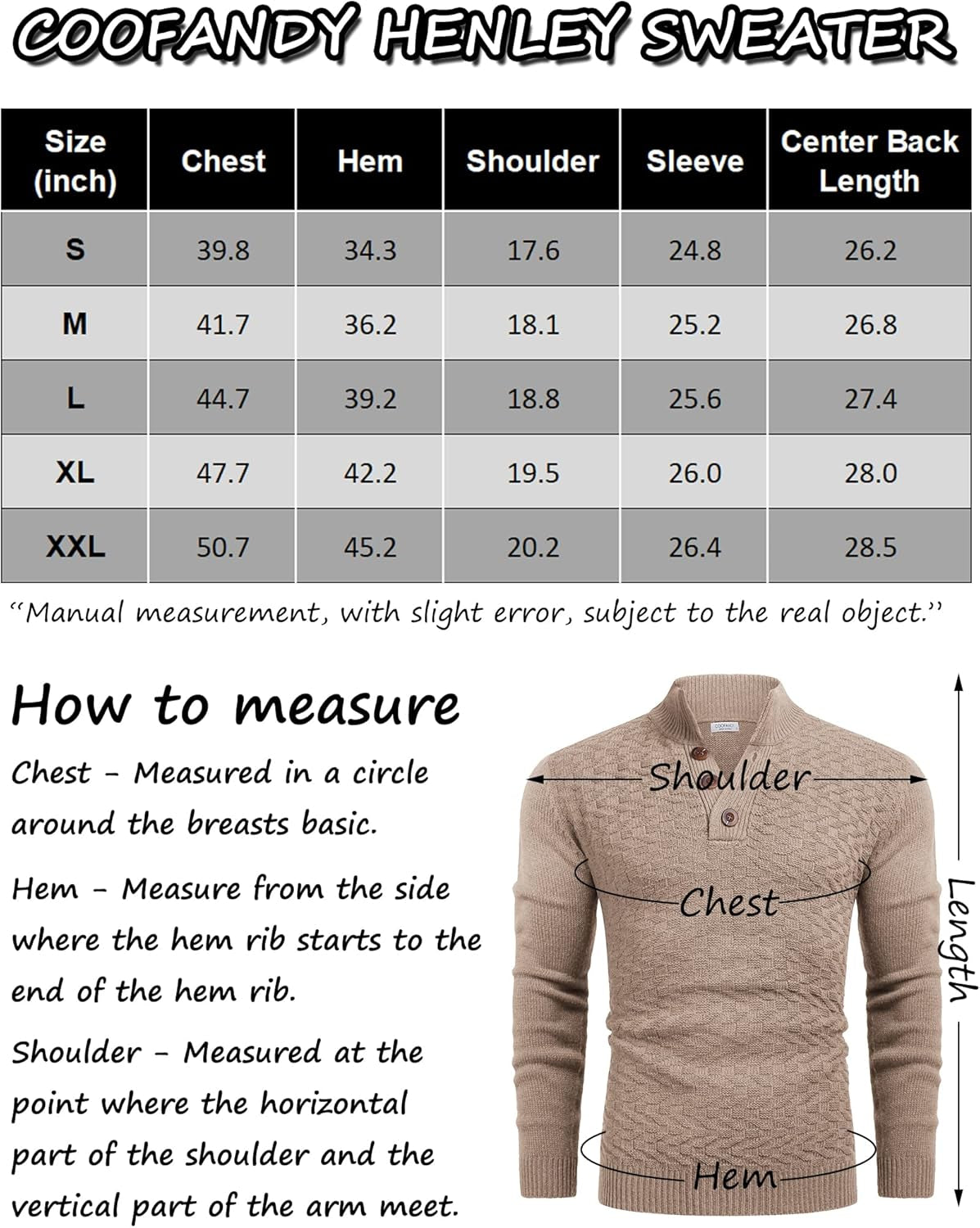 Men Mock Neck Button Sweater Casual Knitted Sweaters Fashion Henley Sweater