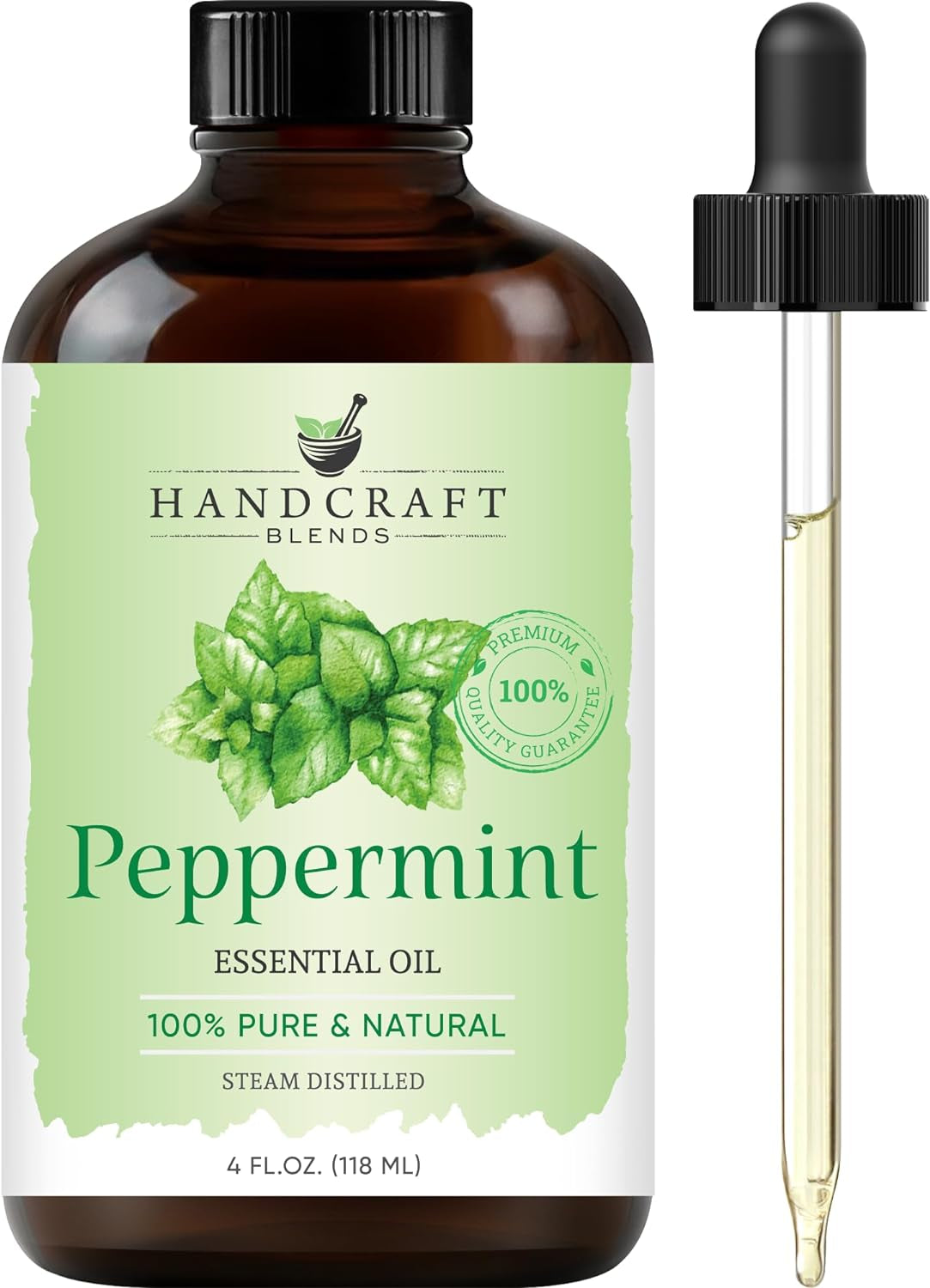 Peppermint Essential Oil - Huge 4 Fl Oz - 100% Pure and Natural - Premium Grade with Glass Dropper