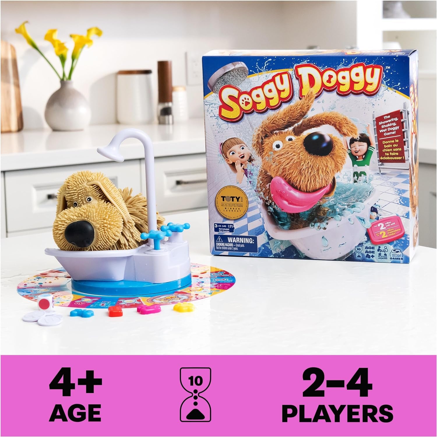 Soggy Doggy, the Showering Shaking Wet Dog Award-Winning Kids Game Board Game for Family Night Fun Games for Kids Toys & Games, for Kids Ages 4 and Up