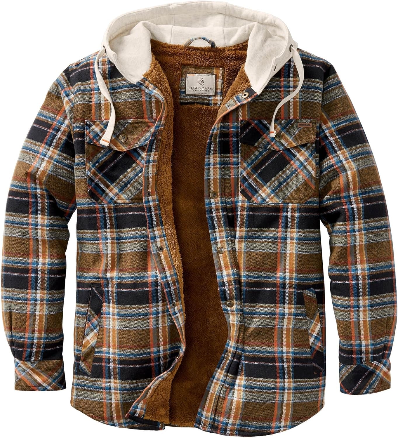 Men'S Camp Night Berber Lined Hooded Flannel Shirt Jacket