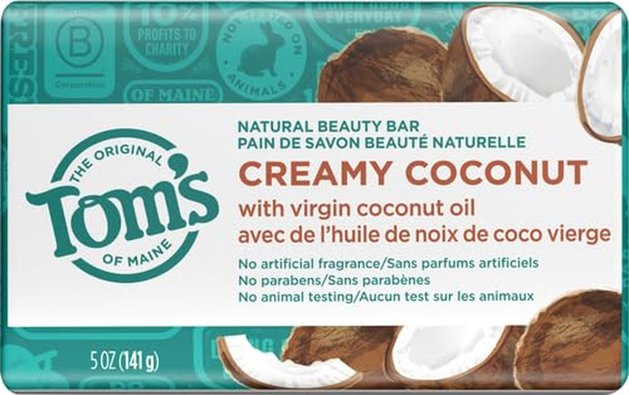 Natural Beauty Bar Soap, Creamy Coconut with Virgin Coconut Oil, 5 Oz.