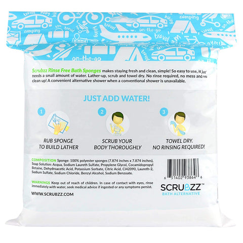 Disposable Rinse Free Bathing Wipes - 25 Pack - All-In-1 Single Use Shower Wipes, Simply Dampen, Lather, and Dry without Shampoo or Rinsing