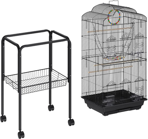 60 Inch Flight Bird Cage, Metal Large Parakeet Cages for Cockatiels Parrot Budgies Lovebirds Canaries, Pet Big Bird Cage with Rolling Stand and Hanging Toys