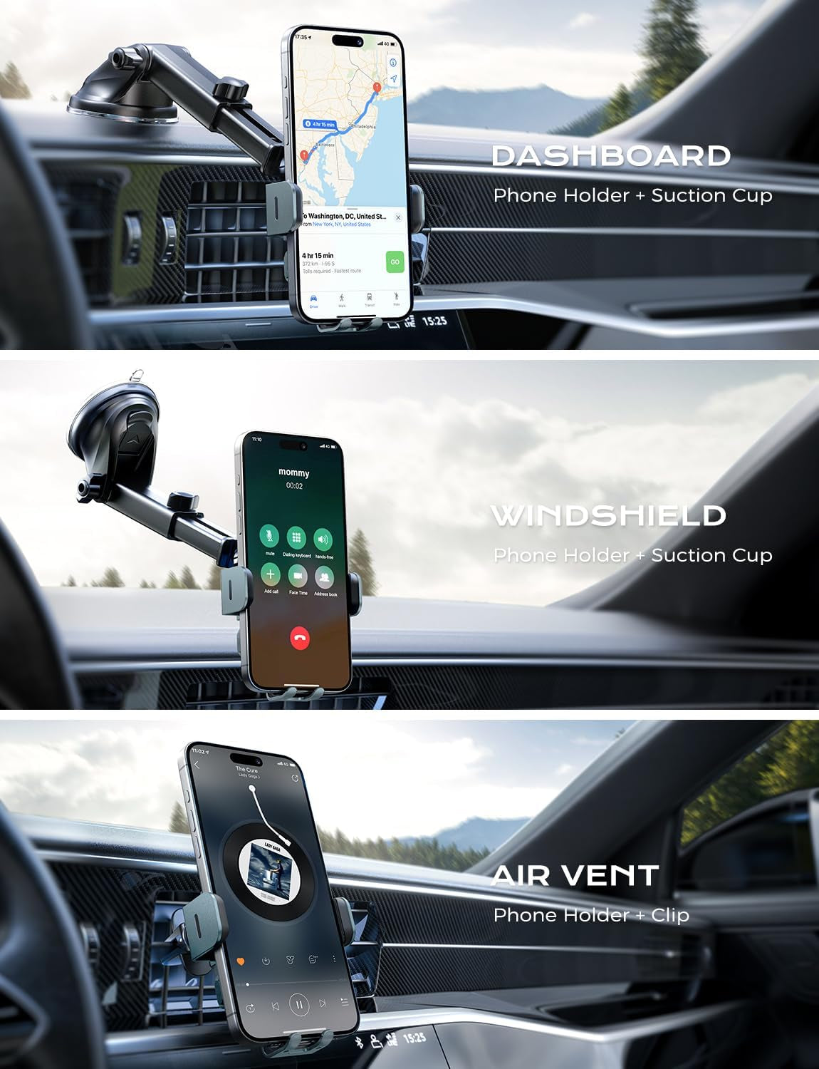 Wireless Car Charger, 15W Fast Charging Auto Clamping Car Charger Phone Mount Phone Holder Fit for Iphone 15 14 13 12 11 Pro Max Xs, Samsung Galaxy S24 Ultra S23 S22 S21, S20, S10+, Green