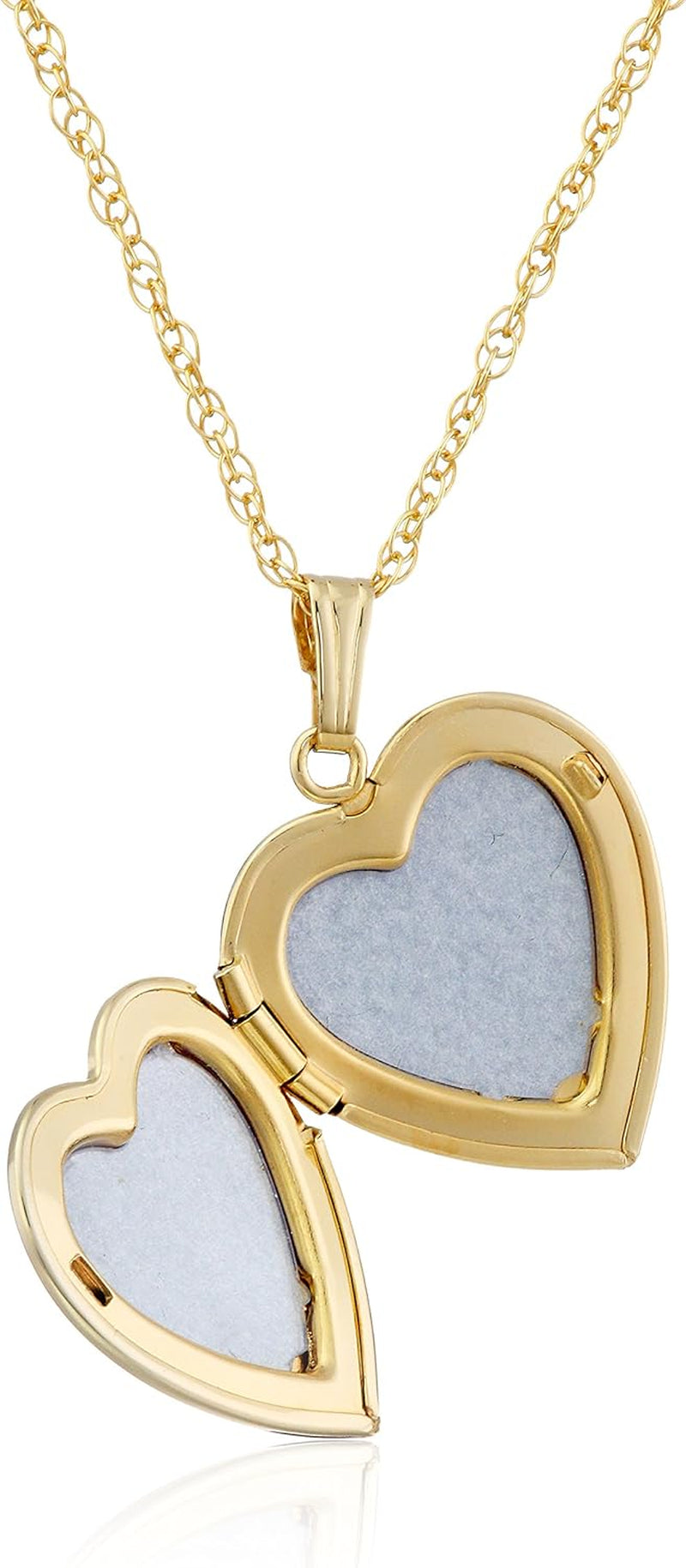 14K Engraved Flowers Heart Locket Necklace, 18" (Previously Amazon Collection)