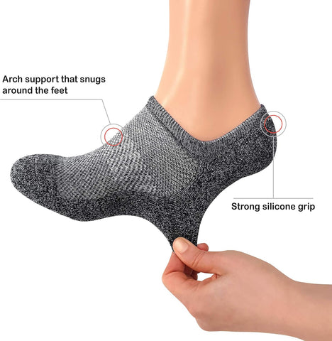 Women'S and Men'S 5 Pairs Cushion No Show Non Slip Socks, Multipack