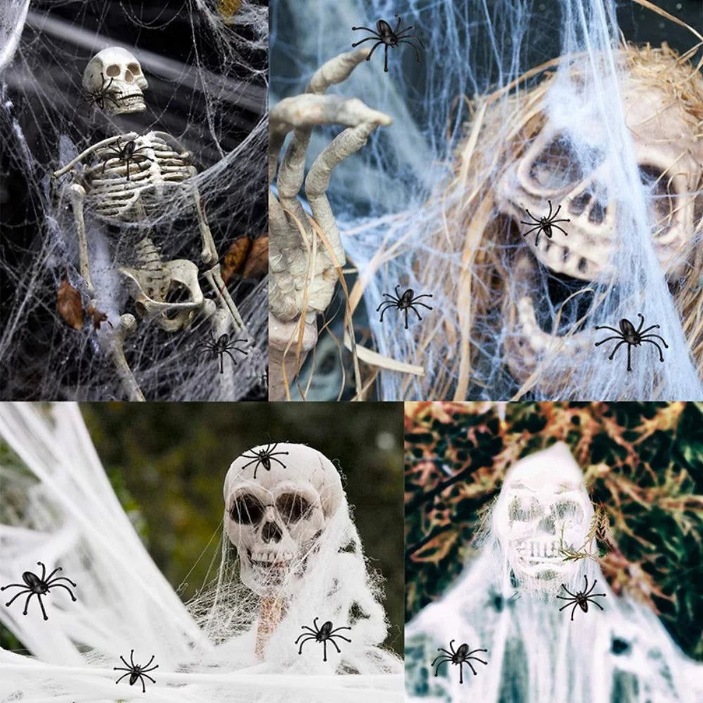 Halloween Spider Decorations Set 5Ft Giant Spider 16.4Ft Spider Webs 20 Small Spiders Cotton Wool Yard Home Party Haunted Decor