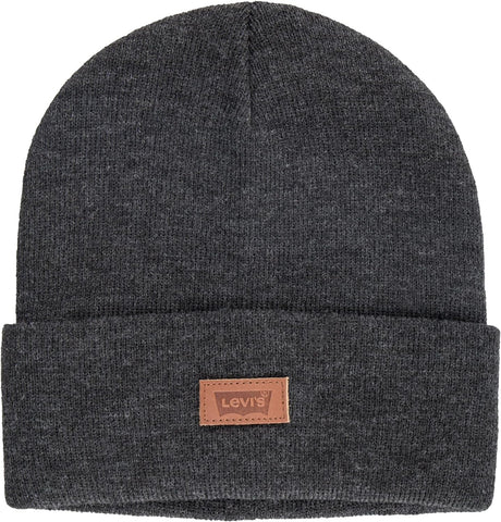 All Season Comfy Leather Logo Patch Cuffed Hero Beanie