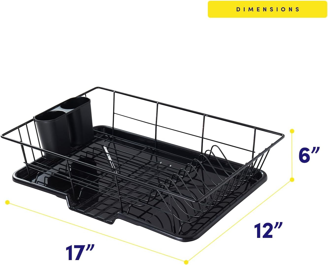 Space-Saving 3-Piece Dish Drainer Rack Set with Cutlery Holder - Maximize Countertop Space, Black