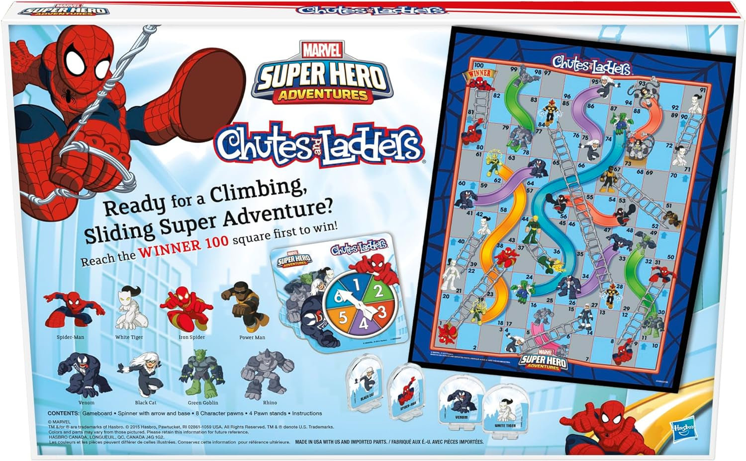 Chutes and Ladders: Marvel Spider-Man Edition Board Game for Kids 2-4 Players, Preschool Games, Ages 3 and up (Amazon Exclusive)