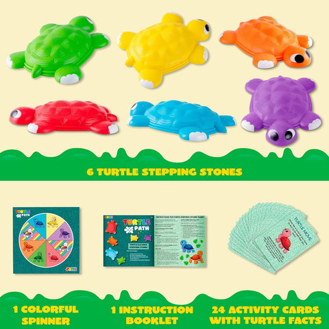 Turtle Balance Stepping Stones, 6 Pcs Kids Turtle Jumping Stones Steps Stones up to 265 Ibs, Toddler Obstacle Course Coordination Game Toys for Ages 3 Years and up Indoor or Outdoor Play