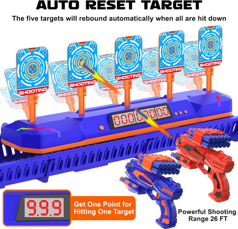 Digital Shooting Toy for Kids, Fun Shooting Games, 5 Target Electronic Scoring Auto Reset, Foam Dart Toy Gun, Toys for Boys 5-7 8 9 10 11 12+, Birthday, Outdoor Toy