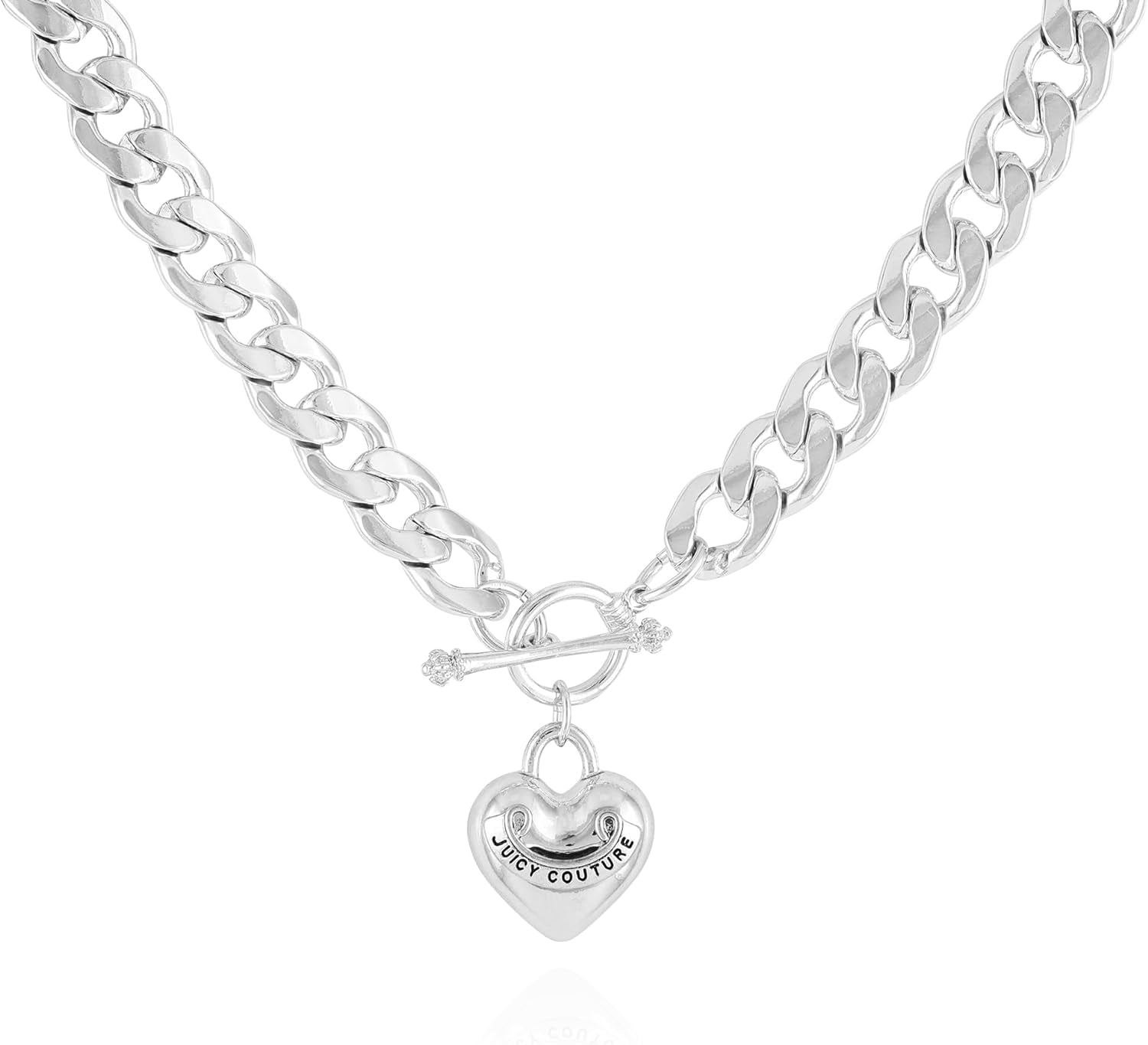 Silvertone Heart Charm Necklace for Woman