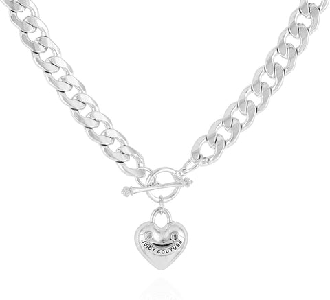 Silvertone Heart Charm Necklace for Woman