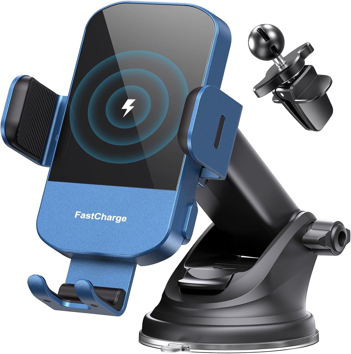 Wireless Car Charger, 15W Fast Charging Auto Clamping Car Charger Phone Mount Phone Holder Fit for Iphone 15 14 13 12 11 Pro Max Xs, Samsung Galaxy S24 Ultra S23 S22 S21, S20, S10+, Blue