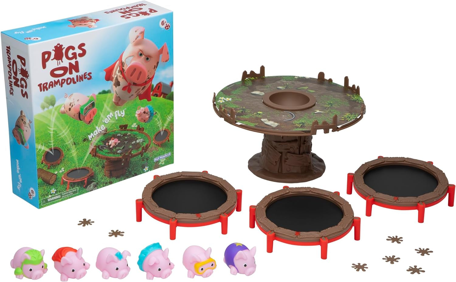 Pigs on Trampolines Game, Fun Board Games for Kids 6-8, Family Games, Trampoline Toys, Flying Pigs Game for Kids, Fast Action Games for Kids 8-12, Games for Family Game Night