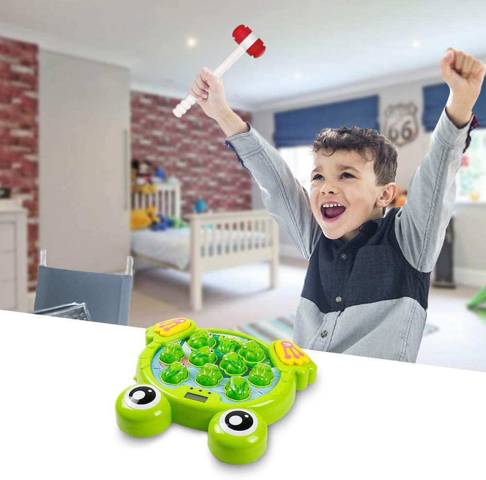 Whack a Frog Game with 2 Hammers, Toddler Early Developmental Learning Toy, Fun Birthday Gift for Kids Age 2+, Toys for 2 3 4 Year Old Boys Grils