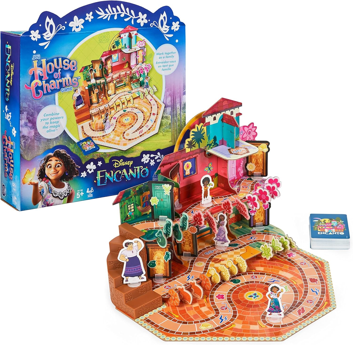 Disney Encanto, House of Charms Cute Easy Family Board Game with Magic Tokens Based on the Movie, for Kids Ages 5 and Up