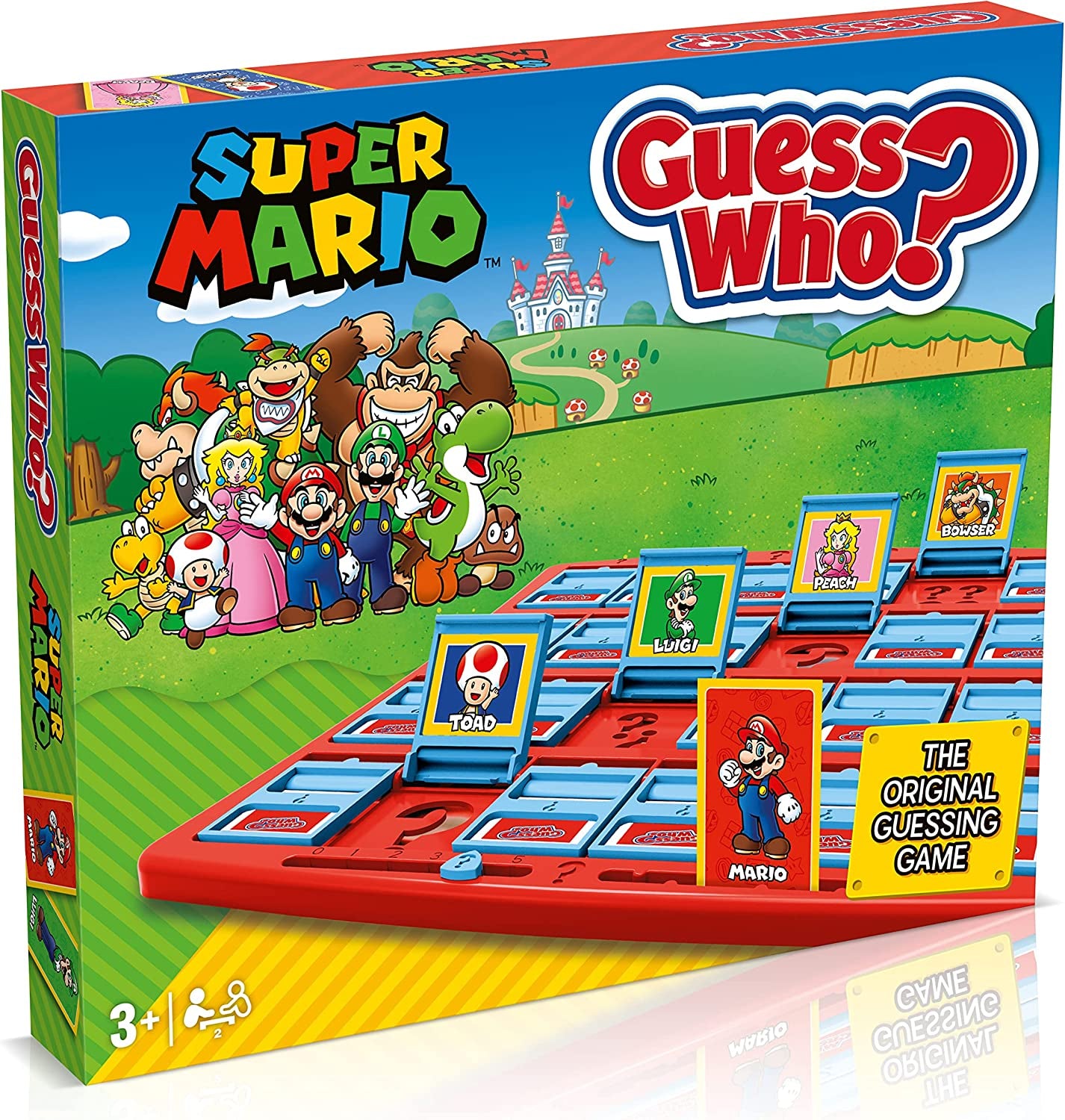 Super Mario Guess Who? Board Game, Play with Classic Nintendo Characters Including Mario, Luigi, Peach, Bowser, and Donkey Kong, Ages 6 and Up, Wm03076-En1-6,Blue,Red