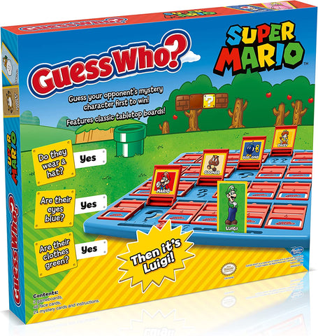 Super Mario Guess Who? Board Game, Play with Classic Nintendo Characters Including Mario, Luigi, Peach, Bowser, and Donkey Kong, Ages 6 and Up, Wm03076-En1-6,Blue,Red