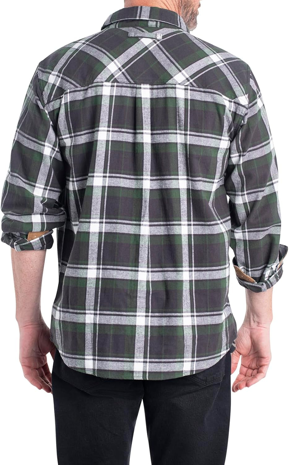 Men'S Buck Camp Flannel, Long Sleeve Plaid Button down Casual Shirt, Corduroy Cuffs