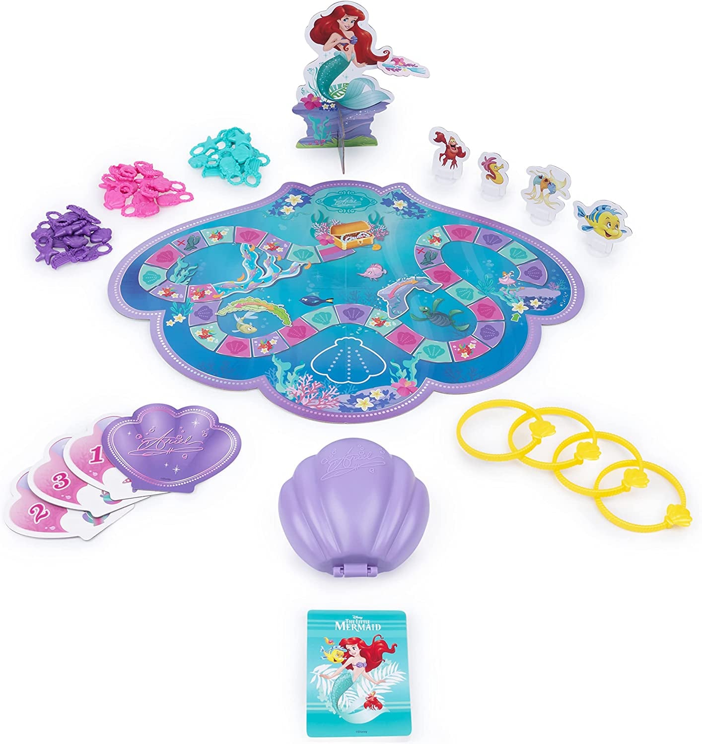 Disney Princess, Charming Sea Adventure Board Game Little Mermaid Toys Featuring Ariel & Friends Fun Game for Family Game Night, for Kids Ages 4 and Up