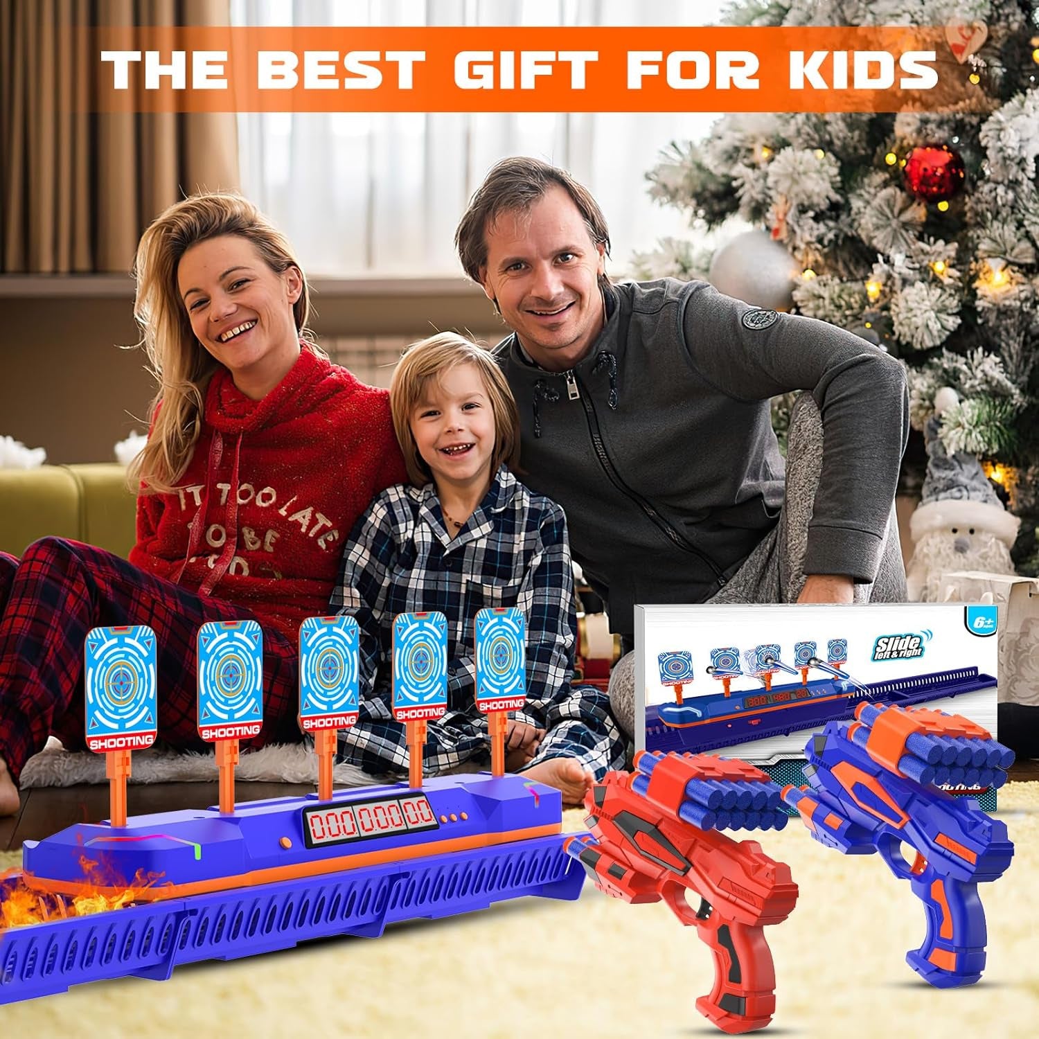 Digital Shooting Toy for Kids, Fun Shooting Games, 5 Target Electronic Scoring Auto Reset, Foam Dart Toy Gun, Toys for Boys 5-7 8 9 10 11 12+, Birthday, Outdoor Toy