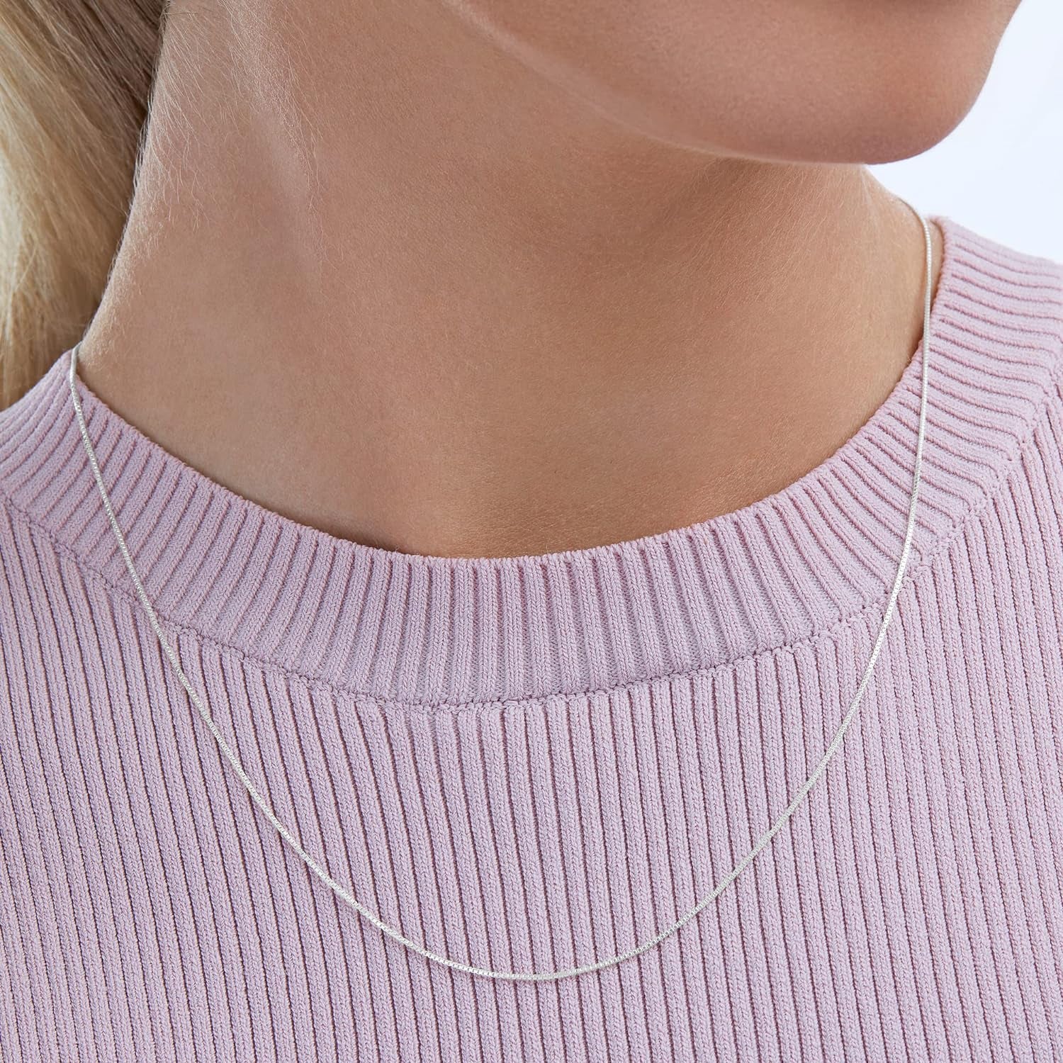 Sterling Silver Thin 0.8Mm Box Chain Necklace | Available in Yellow Gold or Silver | 16", 18", 20", 24", or 30" (Previously Amazon Collection)