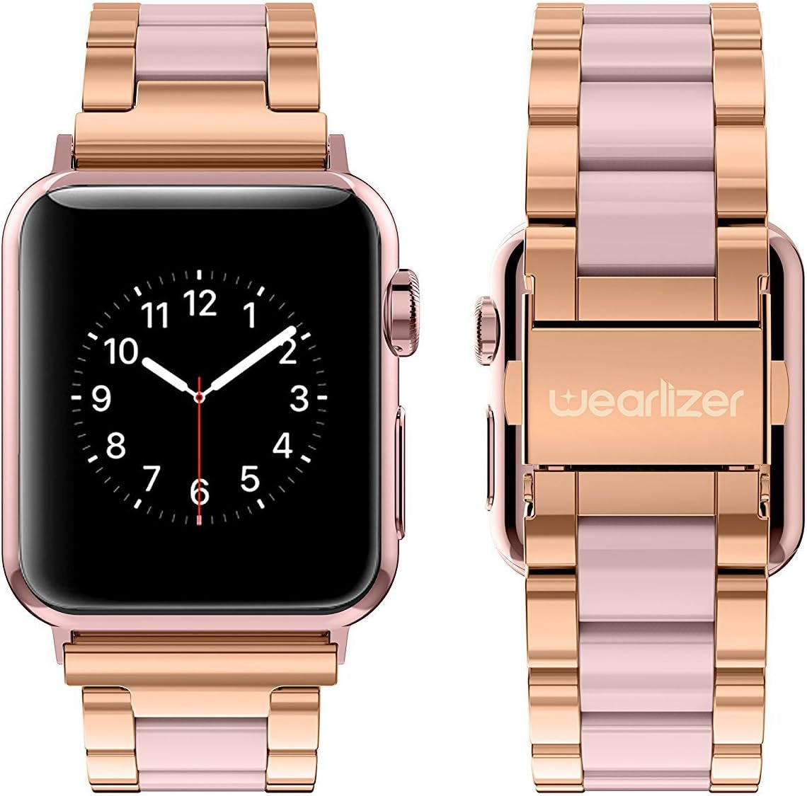 Leather Band Compatible with Apple Watch Band 41Mm 40Mm 38Mm Women, Chain Leather Band + Resin Band(Starlight/Starlight+Dark Rose Gold/Pink