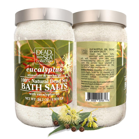 Bath Salts Enriched with Eucalyptus - Pure Salt for Bath - Large 34.2 OZ. - Nourishing Essential Body Care for Soothing and Relaxing Your Skin and Muscle