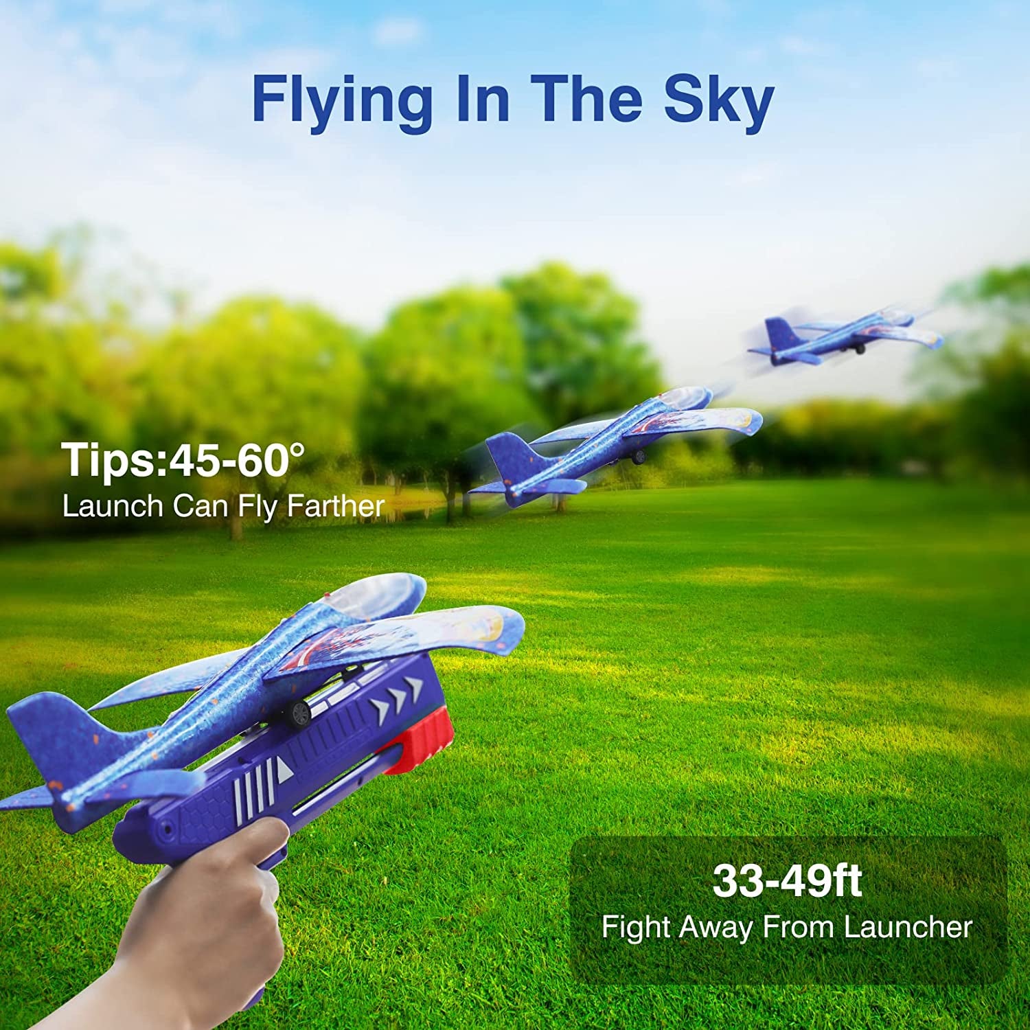 3 Pack Foam Airplane Launcher Toys, 2 Flight Mode Glider Plane,Kids Flying Toy,3 4 5 6 7 8 9 10 11 12 Year Old Boys Girls Gifts,Outdoor Sport Party Favor