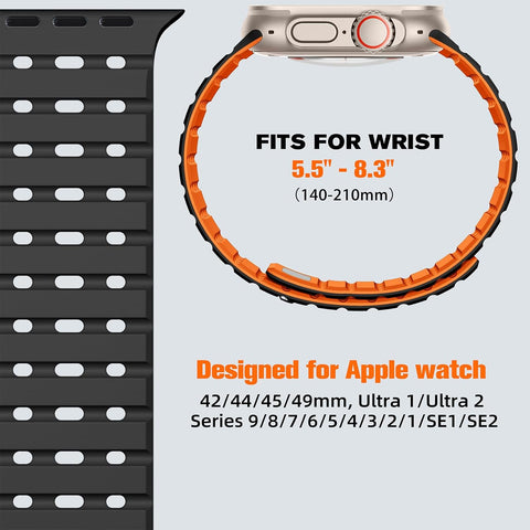 R-Lite Fit Magnetic Watchband + R-Steel FKM Rugged Bands Compatible with Apple Watch Ultra 2/Ultra Band 49Mm/45Mm/44Mm/42Mm for Men