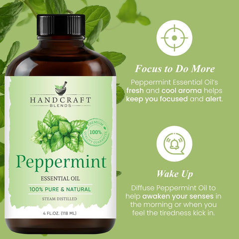 Peppermint Essential Oil - Huge 4 Fl Oz - 100% Pure and Natural - Premium Grade with Glass Dropper