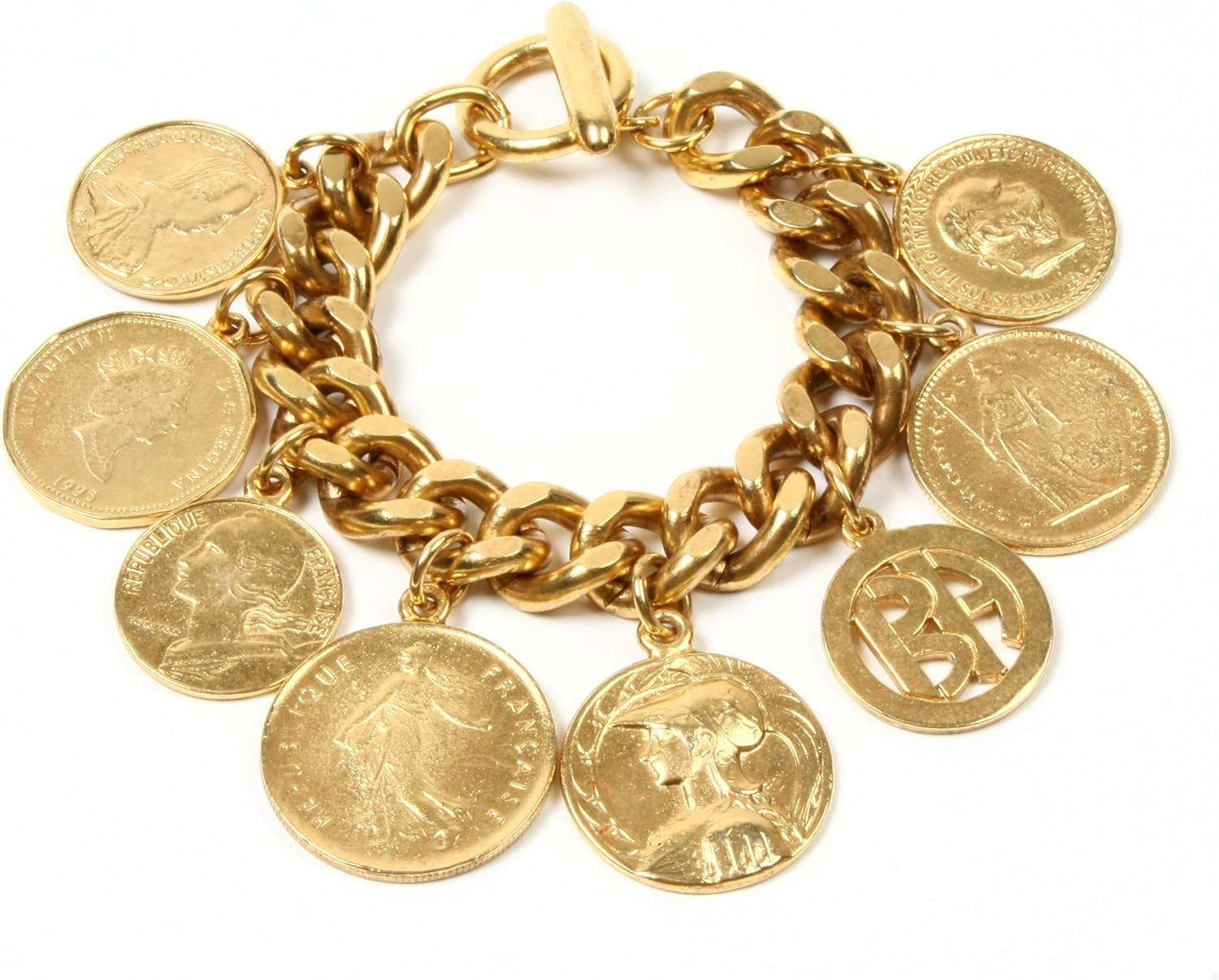 Ben-Amun "Moroccan Coins" Bracelet, Vintage, Elegant, Luxury Jewelry for Women, 7 Inch", 24K Gold