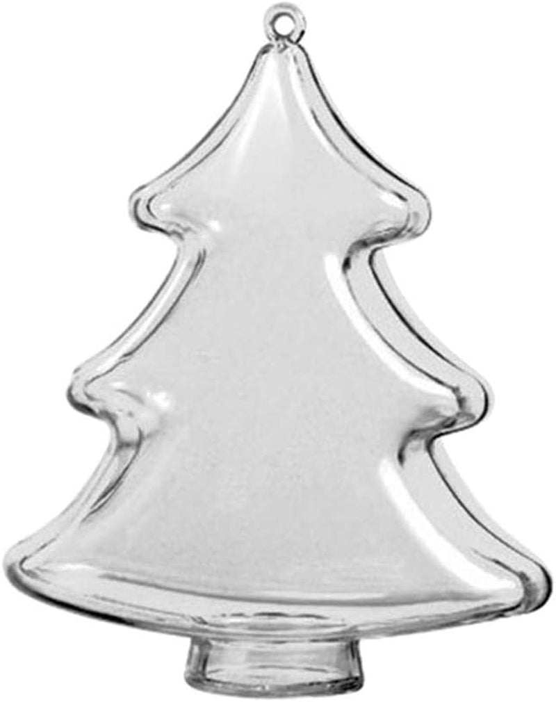 10PCS 10Cm DIY Clear Plastic Fillable Christmas Tree Shaped Ball Craft Ornament Hang Decorations